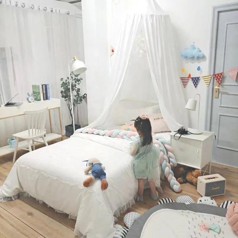 Elegant Kids Baby Bed Canopy Infant Mosquito Net Tent for Crib Children's Room Dome Bed with Canopy for Sleep Comfort