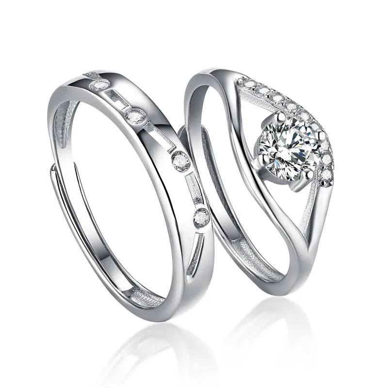 Wholesale Classic Couple's Ring Set Custom Rhodium Plated Latest Design Value Jewelry for Wedding & Party CMA Certified