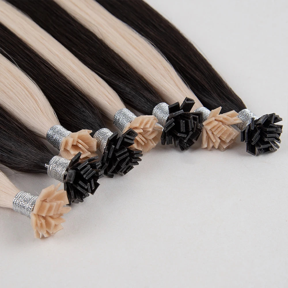 Wholesale European Straight Keratin Flat Tip Hair Extensions Double Drawn European Hair with Russian Hair Type