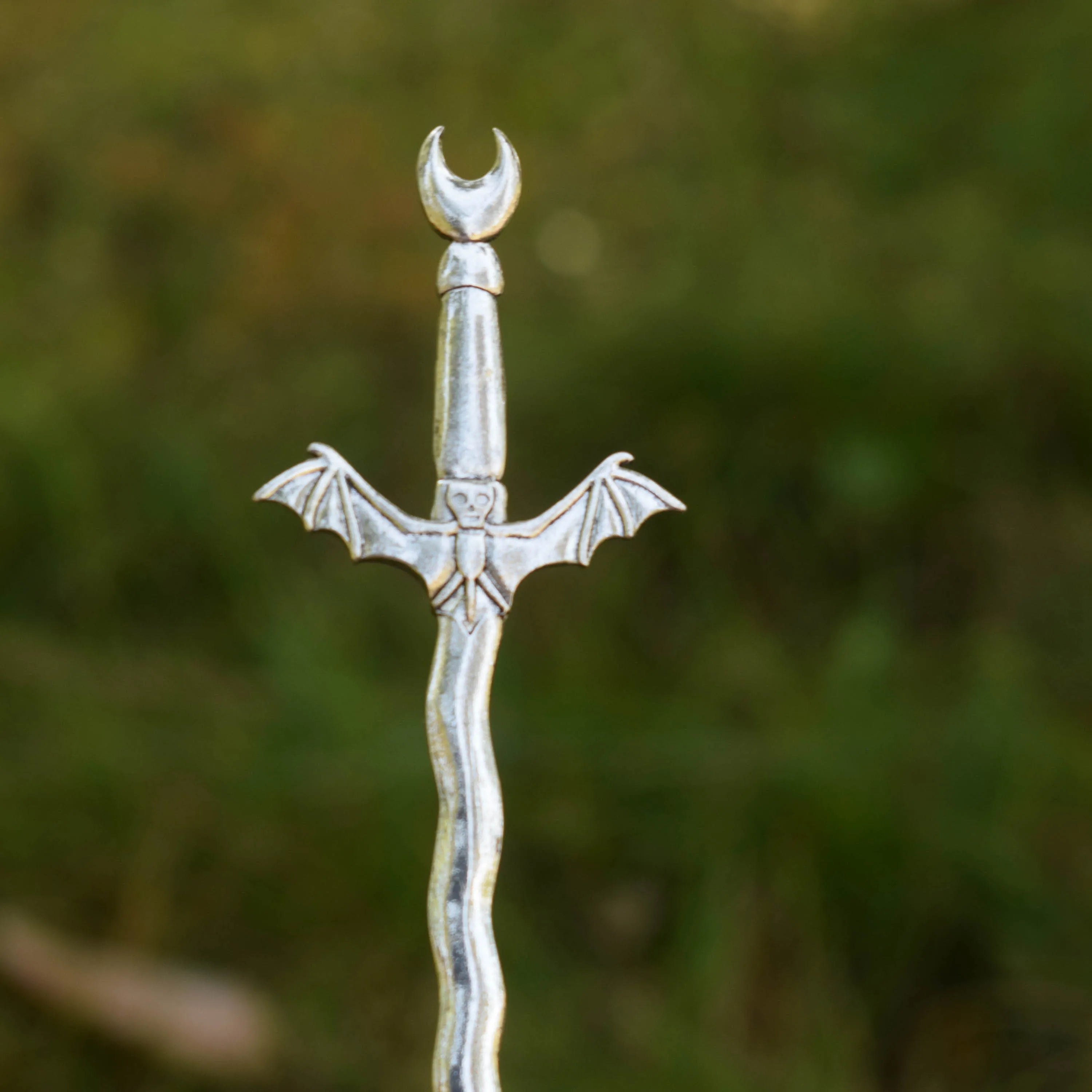 16cm Witchy Magic Gothic Witch Prong Moon Bat Viking Fantasy Hair Pin SWORD Hair Stick