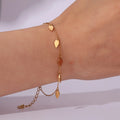 French Vintage Statement Rhombus Chain Drop Tassel Stainless Steel Waterproof Bracelet for Women Gold Color Charm Chic Jewelry