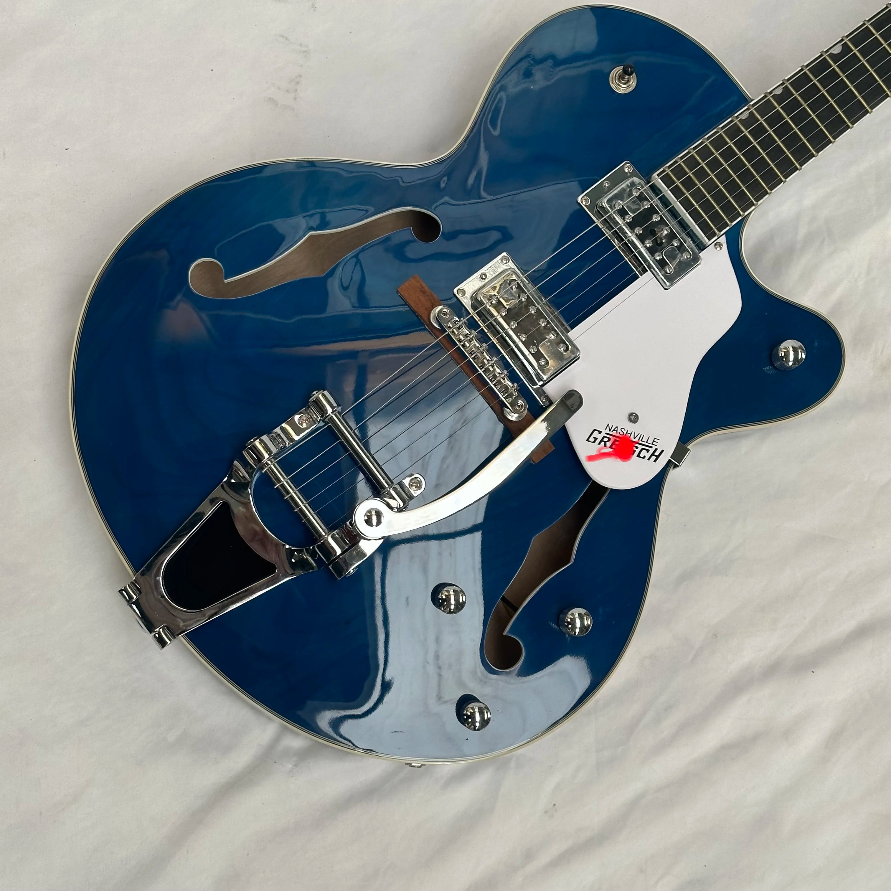 Blue GRTCH Electric Guitar Semi-hollow Body Chrome Hardware Big Bar Fast Ship