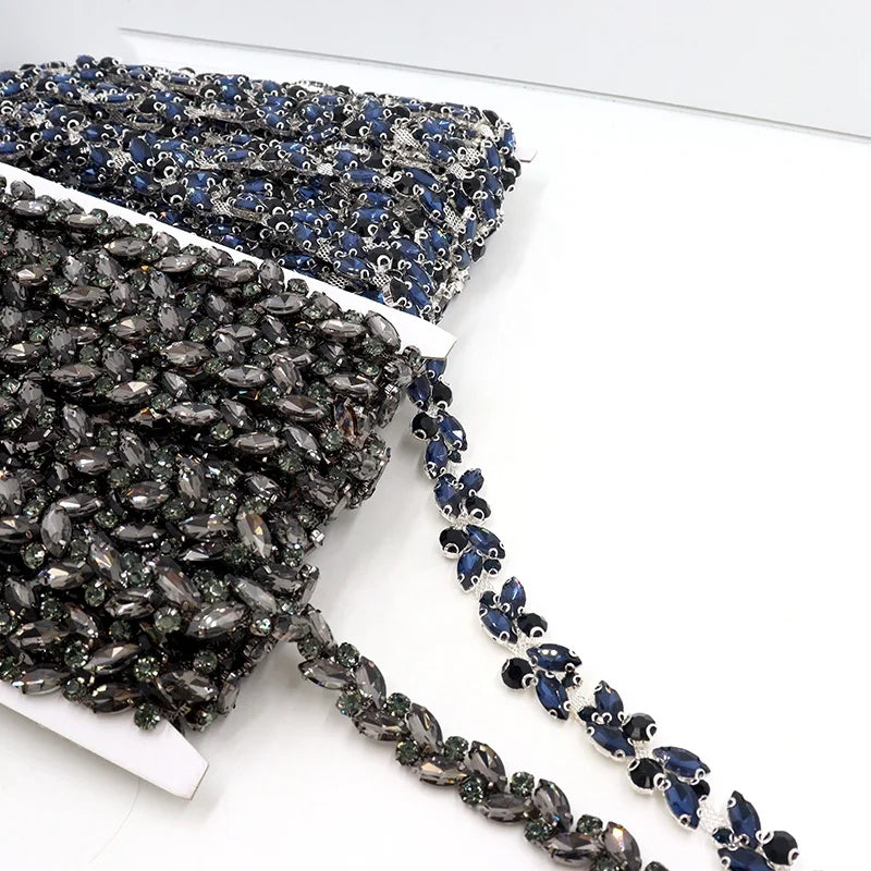 F003 Rhinestone Chain Drop Colorful Red Rhinestone Chains Fashion Design Wide Rhinestone Chain Belt