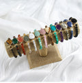JH Wholesale Bohemian Simple Style 6mm Natural Stone Beaded Elastic Bracelet Faced Stone Charm Bracelet