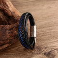Trendy Genuine Leather Man Bracelet Jewelry Stainless Steel Braided Leather Bracelet for Man