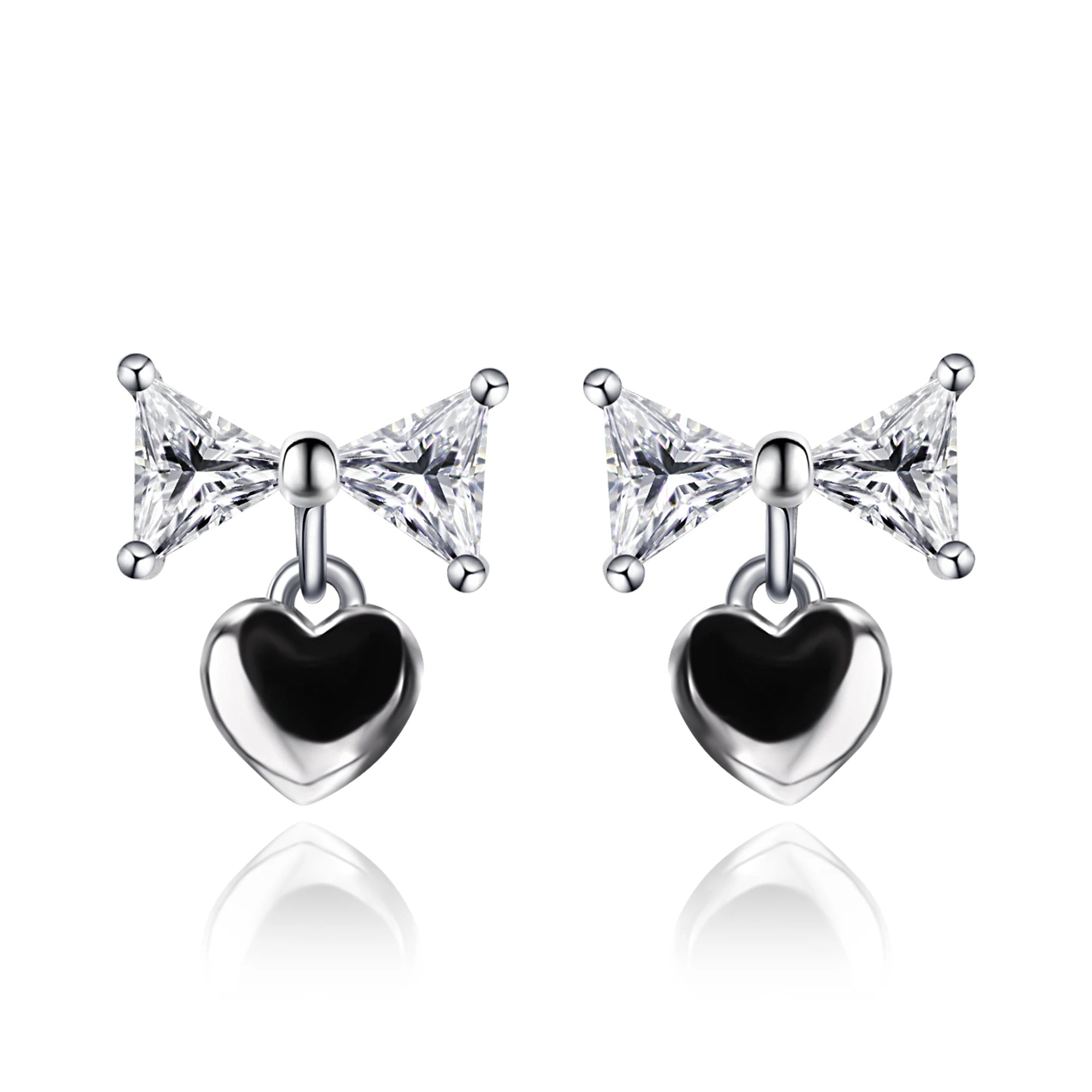 Tianyu Gems Silver Earrings Stud DEF VVS1 Taiangle Cut Moissanite Heart Design S925 18k White Gold Plated Stud Earrings