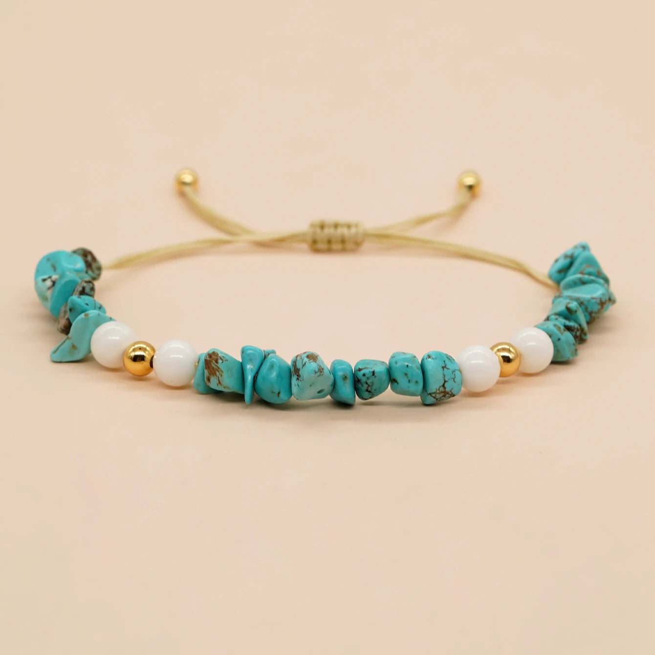 Go2boho New in Summer Bohemian Fashion Crushed Turquoise Stone Bead Bracelet Friendship Adjustable Women Trendy Boho Jewelry