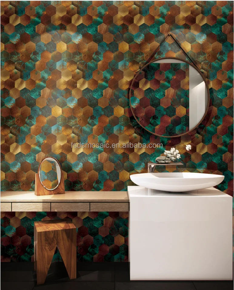 Modern Luxury Classic Aluminum Self-Adhesive Peel Stick Wall Mosaic Tile for Kitchen Bedroom Art Work Real Room Decoration