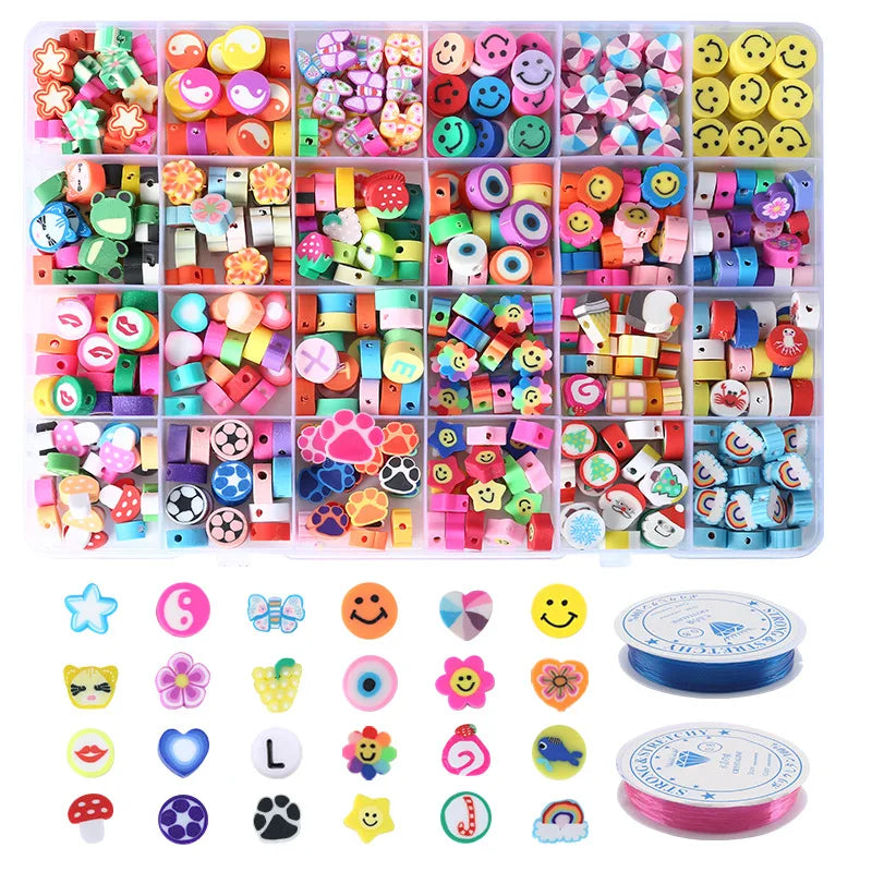 CJ Wholesale New Design Fruit Smile Shape Polymer Clay Bead Bracelet Kit for Jewelry Making Bohemia Style Multi-color 10mm
