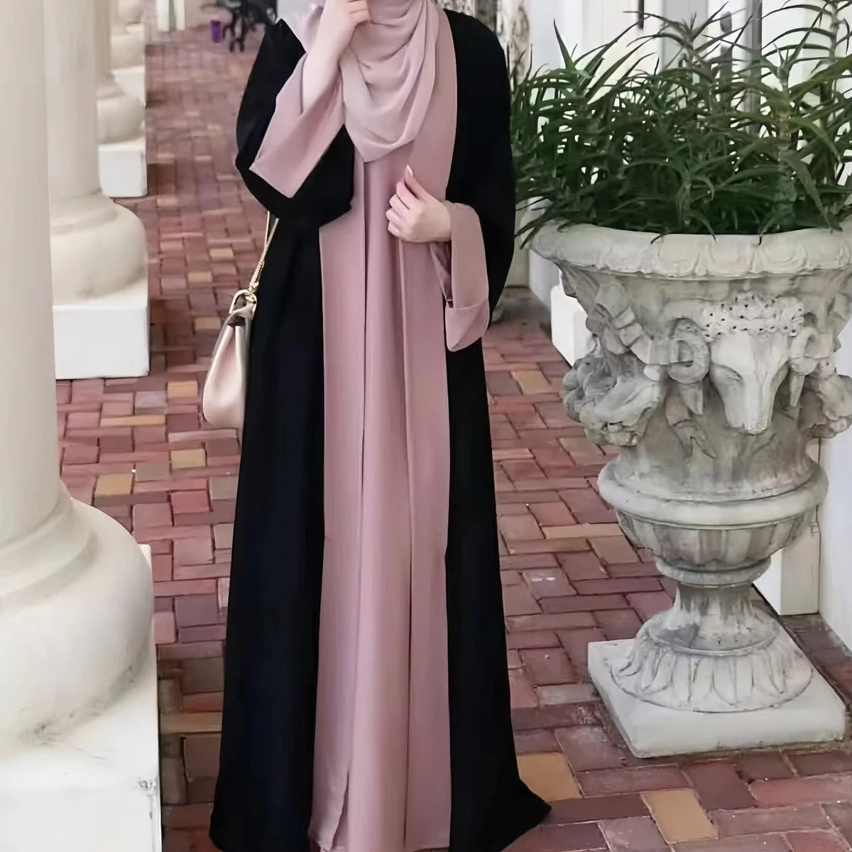 Stylish Double Layered Black Dubai Wholesale Abaya Turkish Modest Islamic Clothing Dubai Elegant Open Abaya Women Muslim Dress MegaBDM