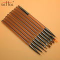 9Pcs Acrylic Handle Gel Oval Flat Slant Fine Liner 3D Acrylic Nail Brush Set