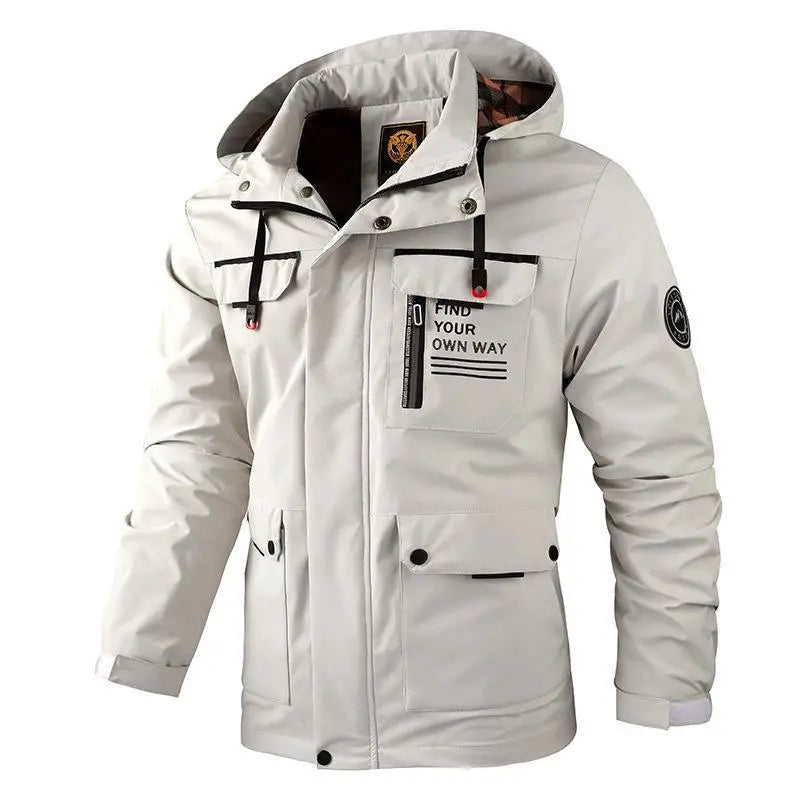 Custom Men's Winter Jacket with Stand Collar Waterproof Canvas Windbreaker Puffer with Solid Zipper Warm and Stylish