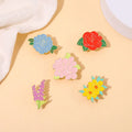 Colorful Flower Tulips Chrysanthemums Roses Metal White Red Blue Yellow Flower Soft Enamel Lapel Pin