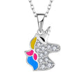 Wholesale 925 Sterling Silver Unicorn Pendant Necklace for Girls Kids Jewelry With Colorful Enamel and Cubic Zirconia MegaBDM