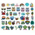 Embroidery Iron on Summer Beach Holiday Style Coconut Tree Sun Slipper Crab Camera Sunglass Patch for Clothing Bag