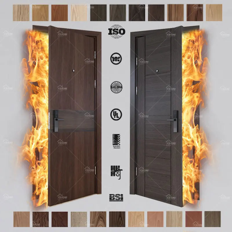 European Standard Custom Interior Door Hotel Apartment Sound Proof 60 Minute Fire-proof Wooden Door