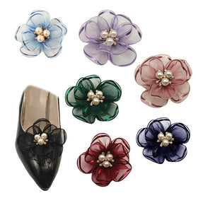 Custom Removable Pearl Flowers Shoe Clips for Ladies Heels Flower Shoe Accessories Decorations Shoe Buckles