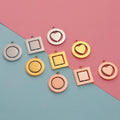 Wholesale New Creative Mirror Round Heart Pendants Stainless Steel Rectangular High Polished Rotatable Charms for Jewelry Making