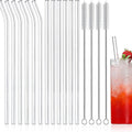 Glass Smoothie Straws Bulk Sturdy Long Short Clear Shatter Resistant Heat-Resisting Reusable Straight Bent Drinking Straws