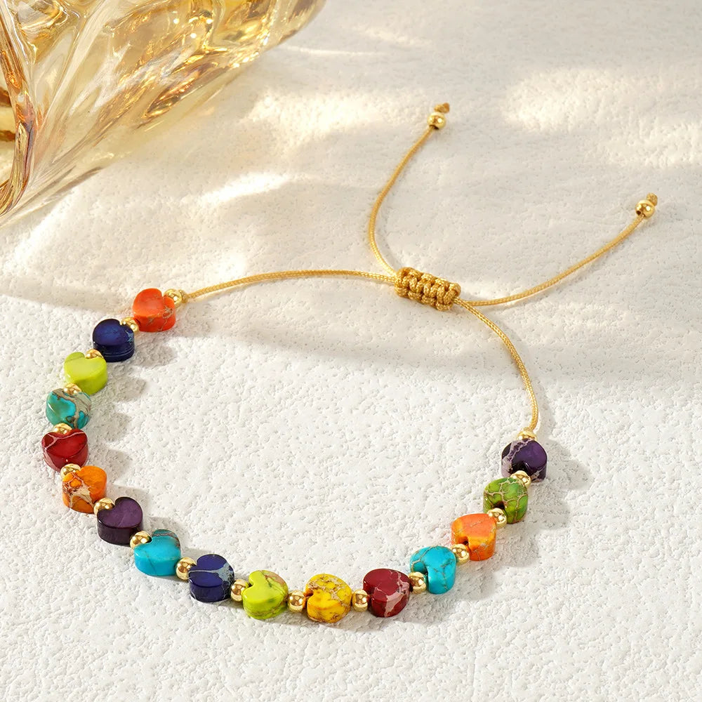 Go2boho Handmade Bohemian Style Gold Plated Jewelry Multicolor Rainbow Beaded Bracelets Fashionable Friendship Gift for Women