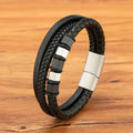 Vintage Genuine Leather Bracelets Charm Stainless Steel Magnetic Clasp Bangles Leather Bracelet for Men Jewelry Gift