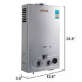 18L Tankless LPG Propane Gas Hot Water Heater Instant Boiler for Bathroom Shower Stainless Steel Flue Type Outdoor Households