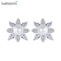 LUOTEEMI Flower Stud Earring for Girl Cubic Zirconia Women Earrings Fashion Jewelry Wholesale