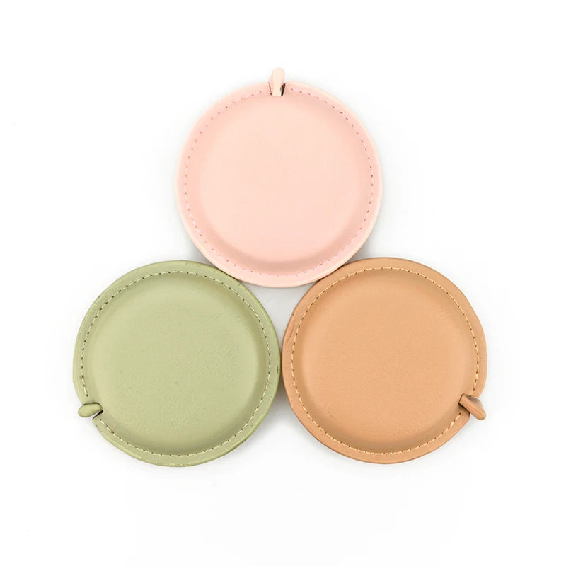 Free Custom Color Measuring Tape Round Embossing Pu Leather Mini Tape Measure With Logo