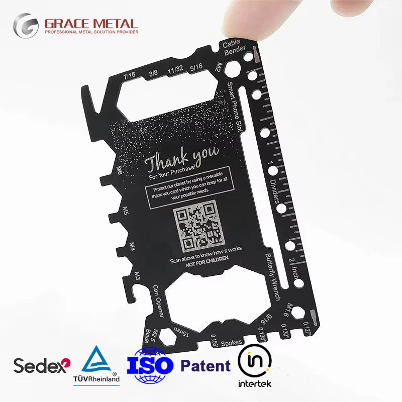 Custom Logo Colors Business Gift Stainless Steel Multitool Multifunctional Credit Card Size Multi Tool for Promotion Giveaways