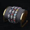 Luxury Bling Colourful Zircon Jewelry Charm Bracelets Royal Blue Crystal Ruby Tennis Bracelet Women