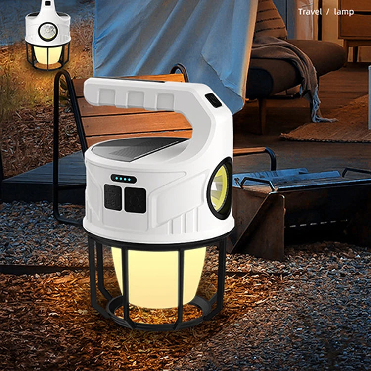 Outdoor Portable Multifunctional 360 Degrees Torch Lamp Lanterns Led Rechargeable Solar Camping Light