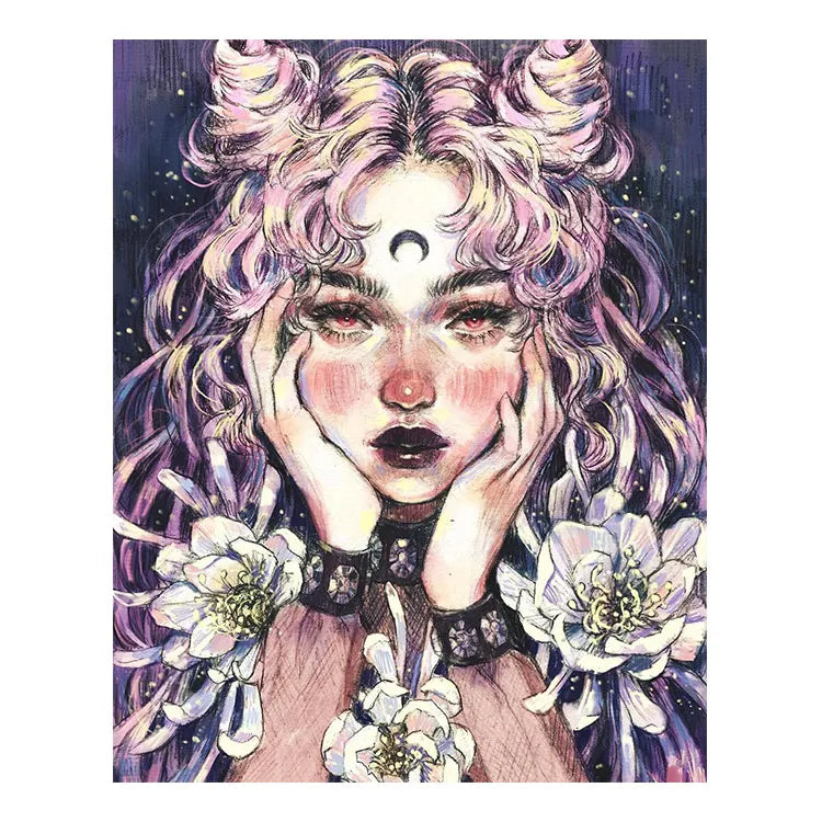 Ever Moment Diamond Painting Cartoon Portrait Girl Fashion Paint by Diamond Resin Drill DIY Handicrafts Wall Decoration 5L559