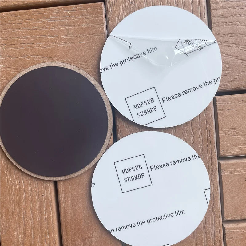 MDFSUB 3 Inch Circle Wooden Sublimation Blank Magnetic Glossy White Blank Sublimation MDF Fridge Magnets with Protective Films
