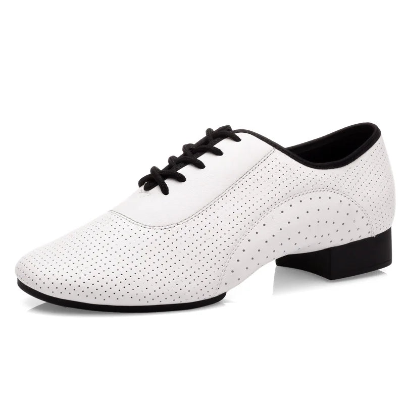 Cow Leather White Boys Latin Shoes Modern Dance Training Jazz Shoe for Men