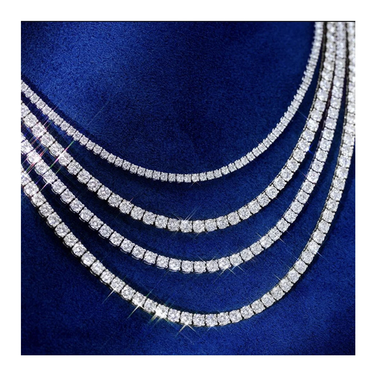 HQ Gems 2mm 3mm 4mm 5mm S925 Solid Sterling Silver Chain White Gold Iced Out VVS Diamond Bracelet Tennis Moissanite Necklace