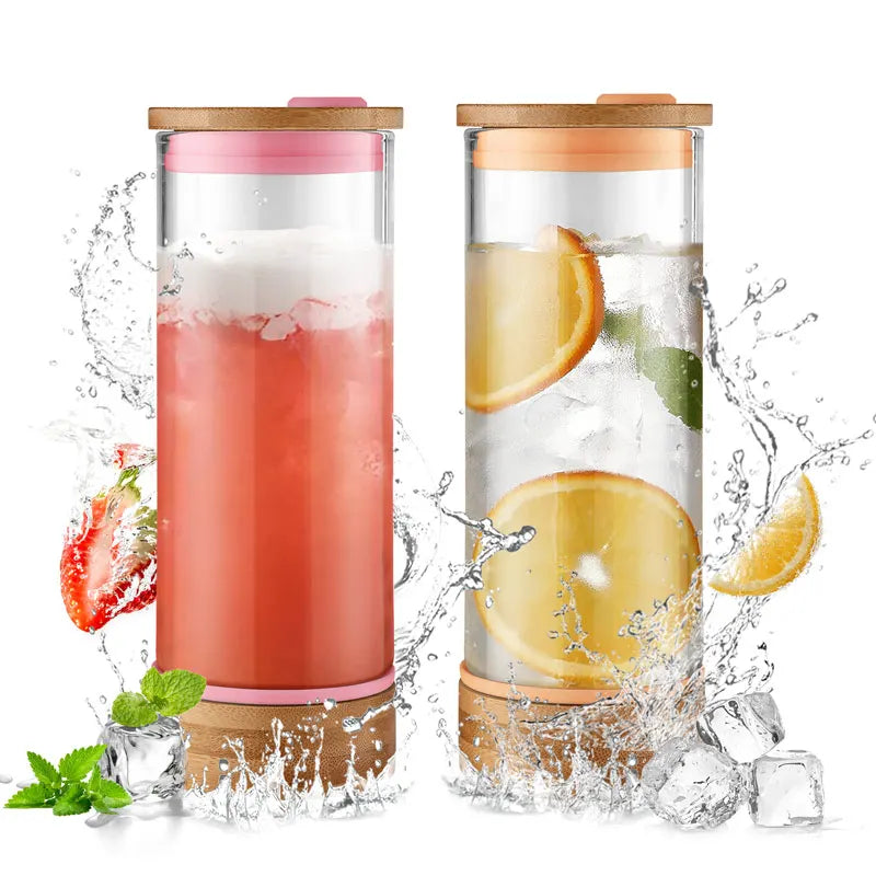Tangible Wholesale Custom Sublimation Blanks Borosilicate 16-20OZ Can Shaped Glass Cup Glass Tumbler With Lid Straw