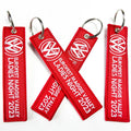 Wholesale Cheap Custom Logo Car and Airplane Embroidery Keychain Woven Fabric Brand Name Flight Keytag for Key Holder