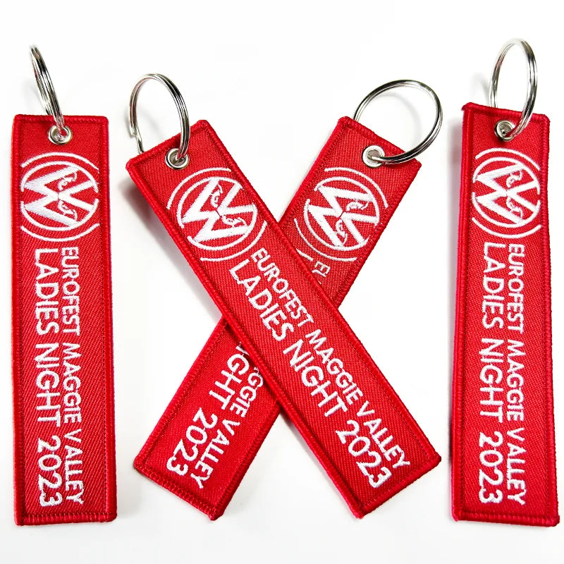 Wholesale Cheap Custom Logo Car and Airplane Embroidery Keychain Woven Fabric Brand Name Flight Keytag for Key Holder