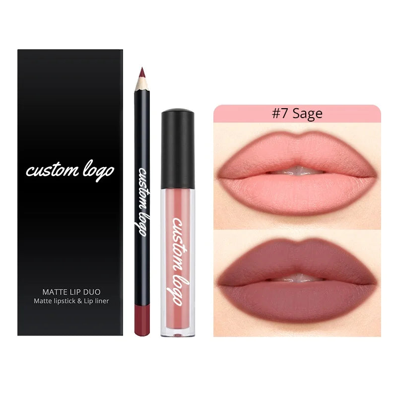 Private Label Make Your  Own Logo Vegan Lipstick Gift Set Matte Lipstick Set Wholesale Lipstick and Lip Liner Set