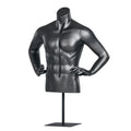 Fiberglass Upper Half Body Display Torso Bust Black Big Muscle Gents Mannequins for Fitness Clothes