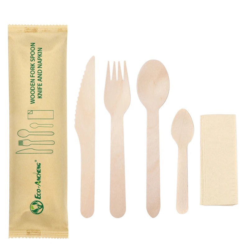 100% Natural Eco Friendly 140/160mm Wooden Cutlery for Party