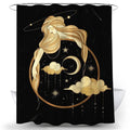 Cartoon Moon Girl Shower Curtain Meditate Girl Bathroom Decor Waterproof Polyester Hanging Curtain