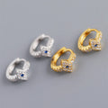 Vintage 18k Gold Plated Micro Zircon 925 Sterling Silver Eyes Huggie Hoop Earrings for Women