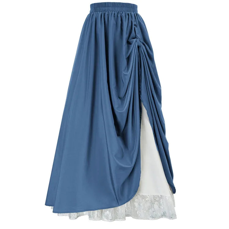 Maxi Long Skirt for Women Double-Layer Vintage Victorian Renaissance Skirts