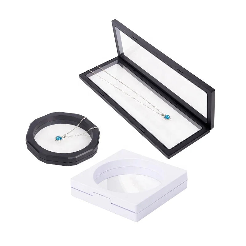 Wholesale 11*11*2cm 3D Suspension Floating Frame Display Case Custom Acrylic Jewelry Coin Earring Travel Organizer Packaging Box