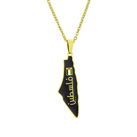 Hot Selling Letter Black Color Stainless Steel Palestine Pendent Necklace