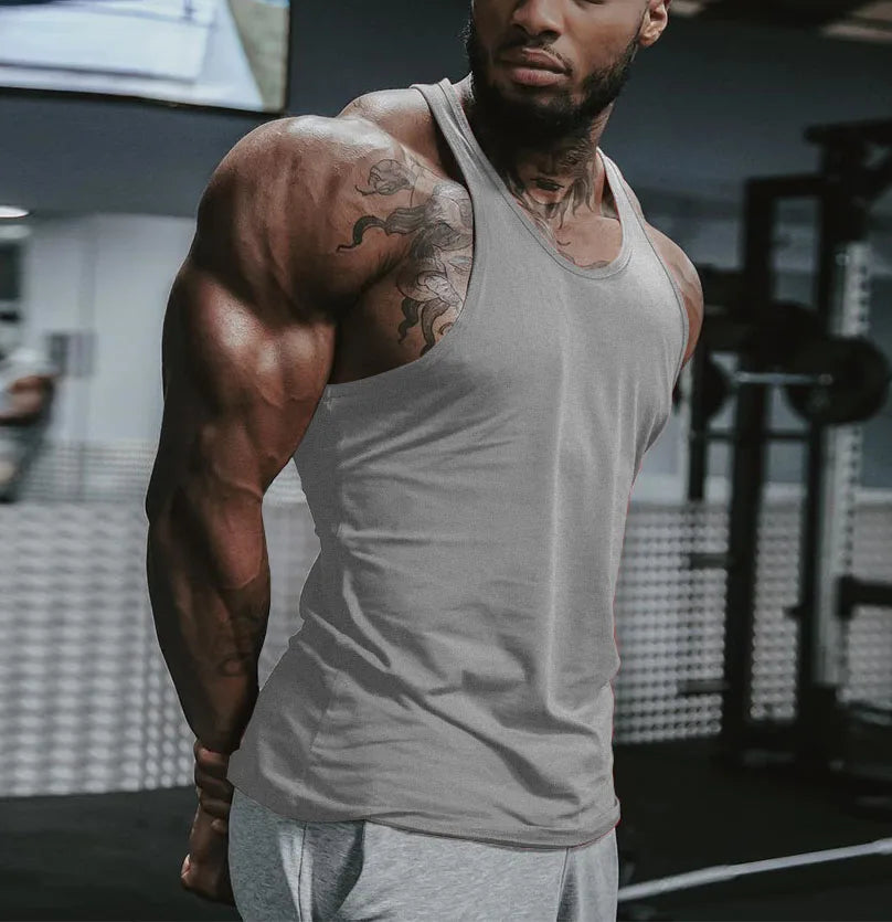 Wholesale Custom Men Cotton White Seamless Fitness Bodybuilding Undershirt Training String Singlet Gym Tank Tops Vest for Men