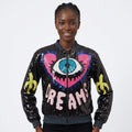 Bling Eye Letter Sequin Women Jacket Hip Hop Juniors Colorful Baseball Bomber Jacket Cartoon Outwear Y2K Streetwear