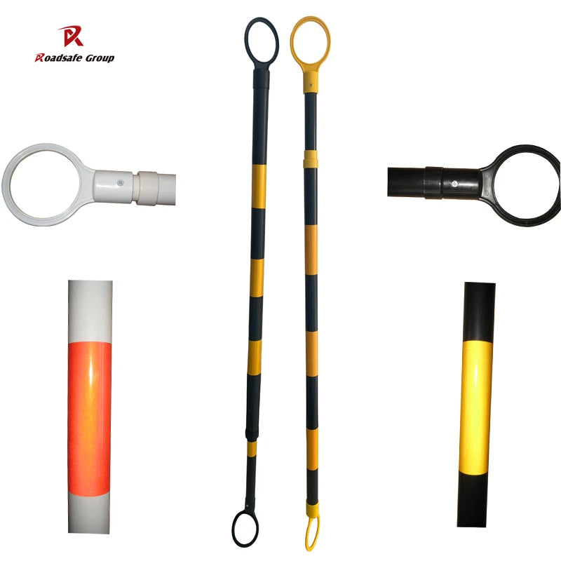 Beijing Roadsafe 6ft-10ft ABS Customized Reflective Traffic Pole Retractable Cone bar