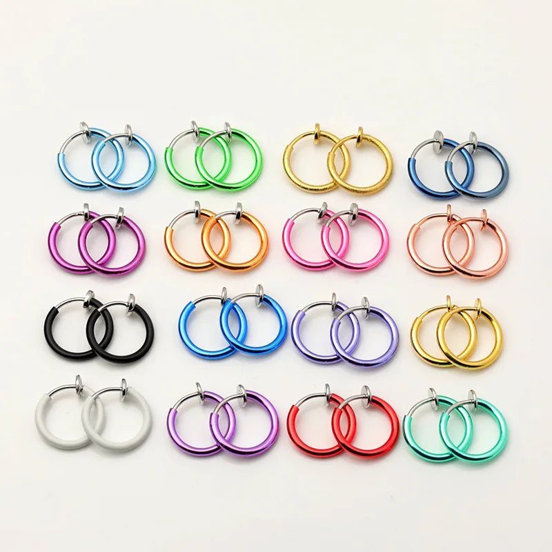 13 mm Multi-colors Korean Unisex Trendy Earrings Copper Ear Clip-on Earrings for Non Pierced Ears